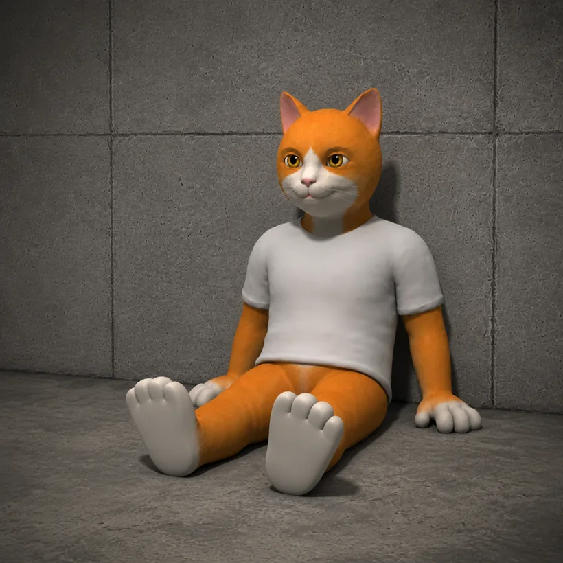 Rusty sitting on the floor